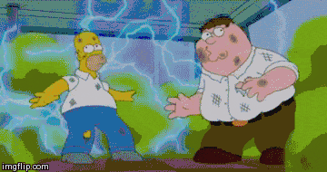 Homer and Peter swap art styles.