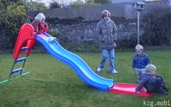 Going down a slide while drunk