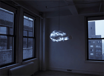 This simulates a thunderstorm both in light and sound