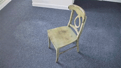 Throwing a duster through a chair