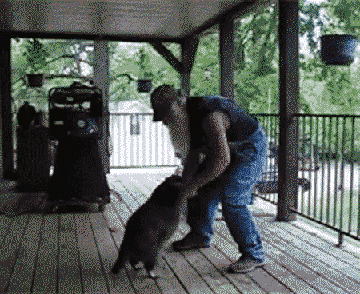 Redneck grandpa and his raccoon friend