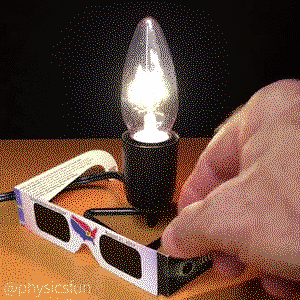 Looking at a light bulb with eclipse glasses