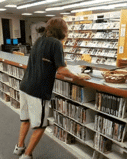 Skating in a library