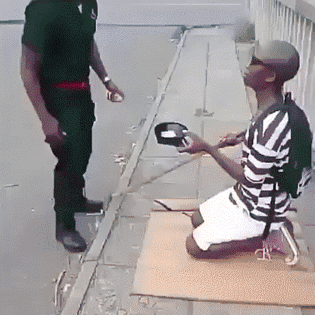 Fake blind beggar