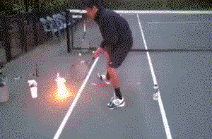 Playing tennis with a fireball