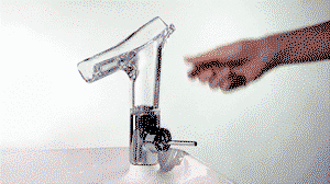 Transparent faucet with water vortex