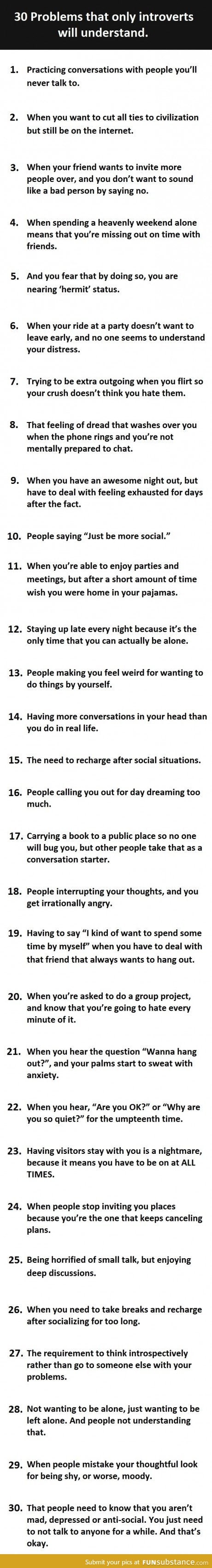 30 introvert problems