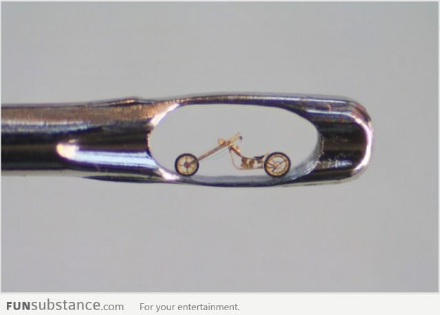 A chopper made of copper inside the eye of a needle