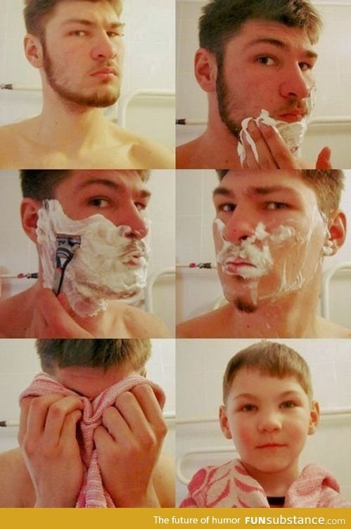 Before and after shaving