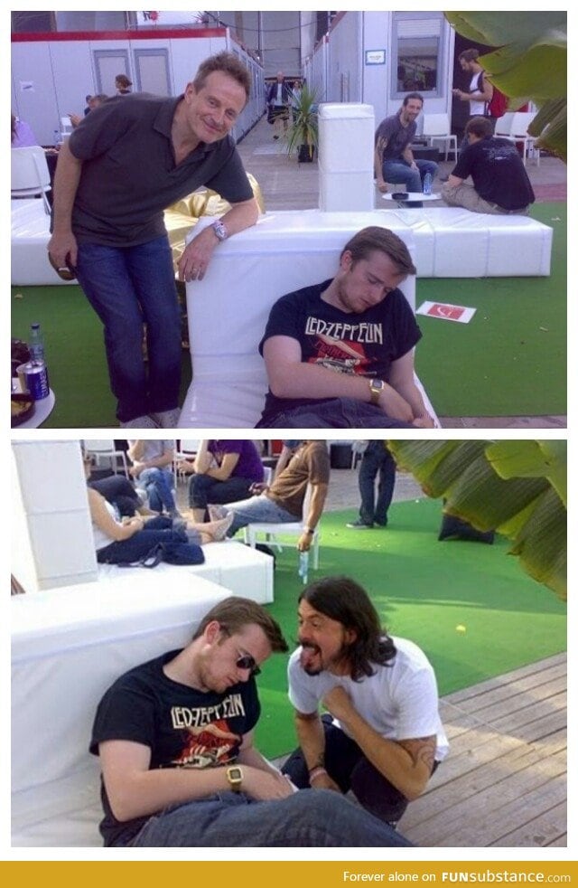 Knocked out drunk guy misses chance to meet Dave Grohl and John Paul Jones