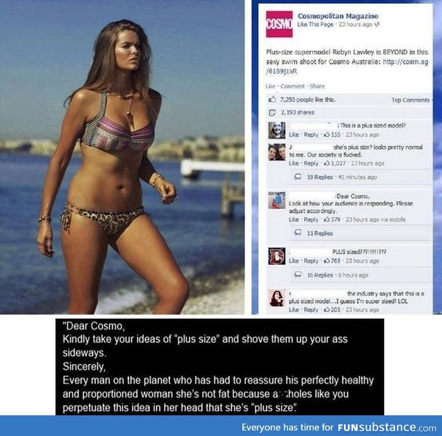 Plus sized? Seriously? She looks HEALTHY. Society is f*cked.