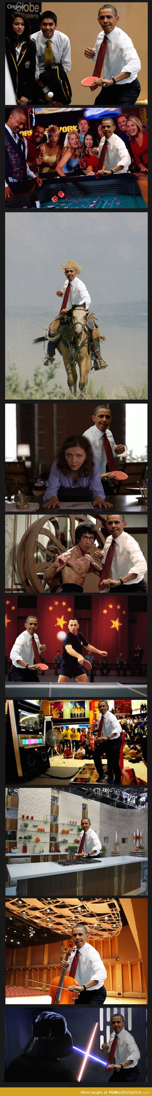 Obama playing ping pong photoshop battle