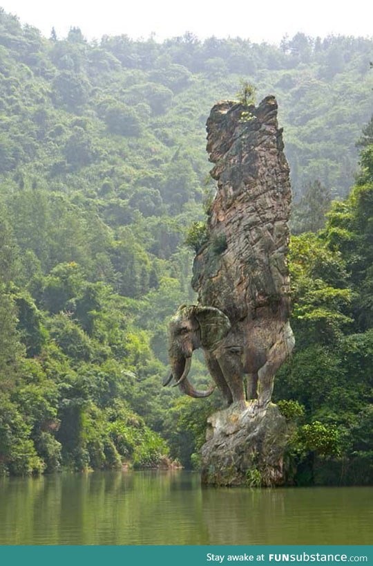 Elephant carved from rock