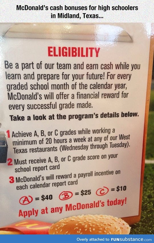 McDonald's Financial Reward To Students