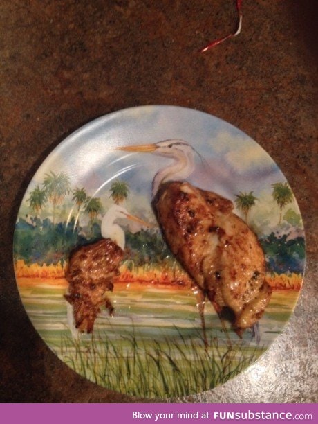 Chicken breast fit perfectly with the birds on plate