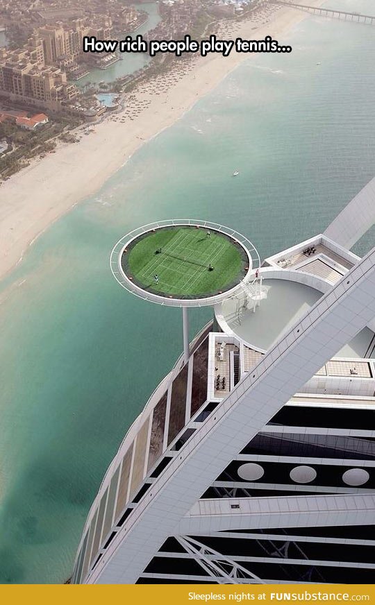 Floating tennis court