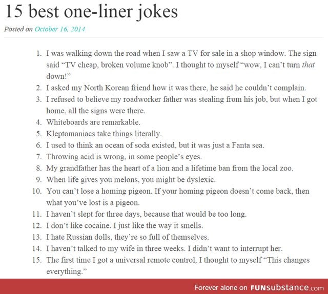 15 best one-liner jokes
