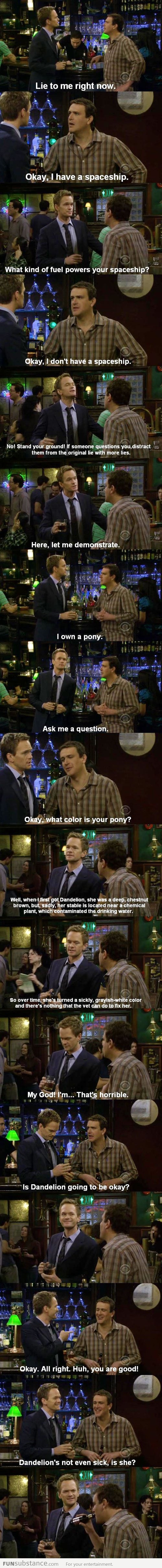 Barney's awesome lying skills...