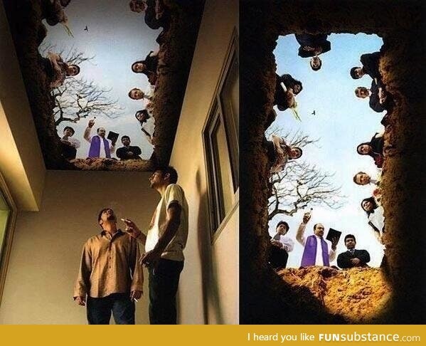 Ceiling art in a smoking room