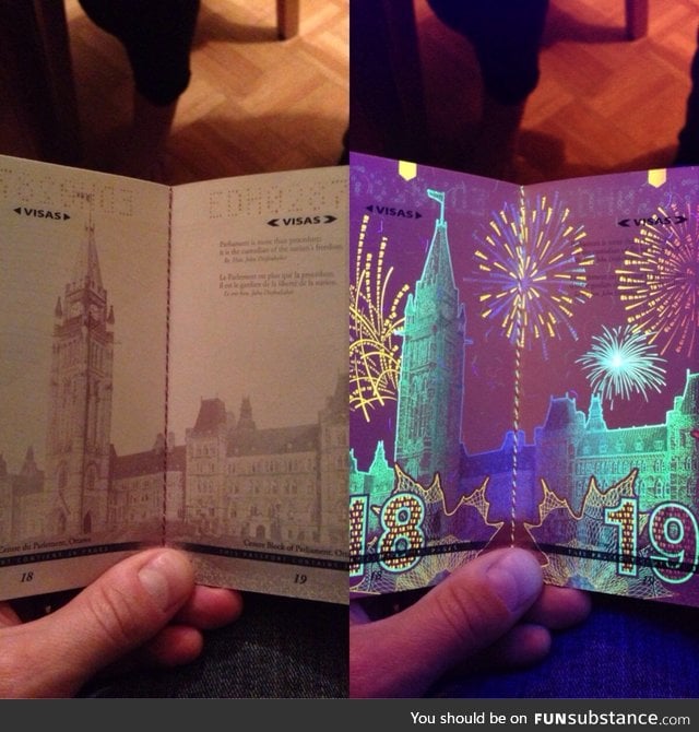 The new Canadian passport under black light will blow your mind