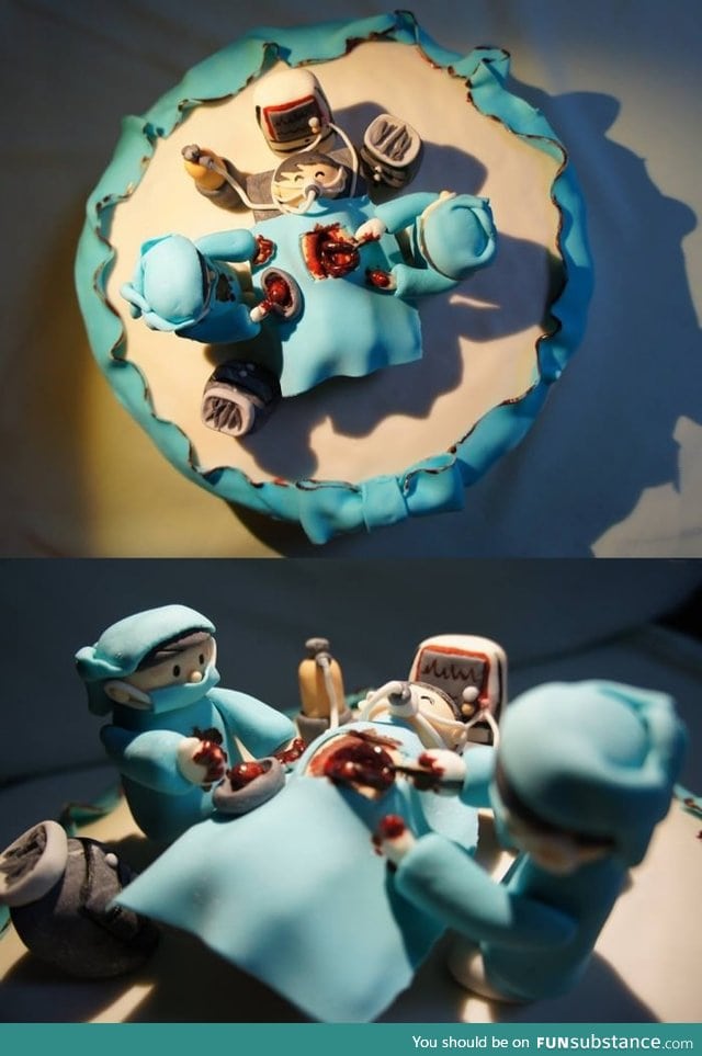 Yes, this is a cake. Perfect for surgeons