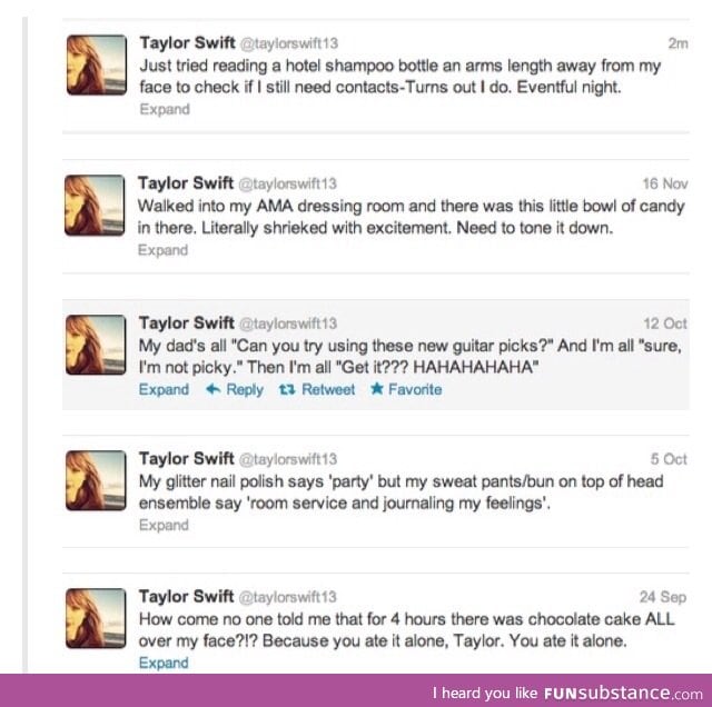 Nobody makes fun of Taylor Swift like Taylor Swift makes fun of Taylor Swift.
