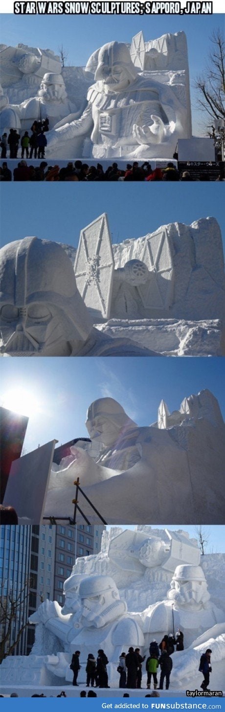 Japanese troops have built a giant Star Wars snow sculpture