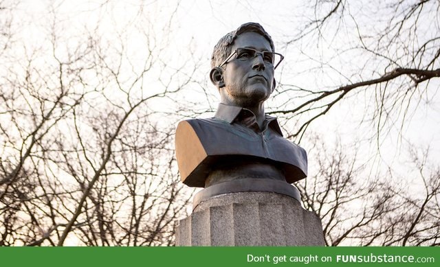 Artists secretly install 100-pound Edward Snowden statue in Brooklyn park