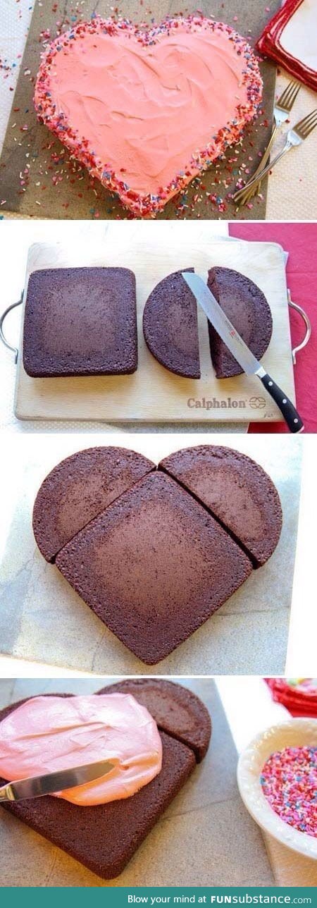 The easiest way to make a heart-shaped cake