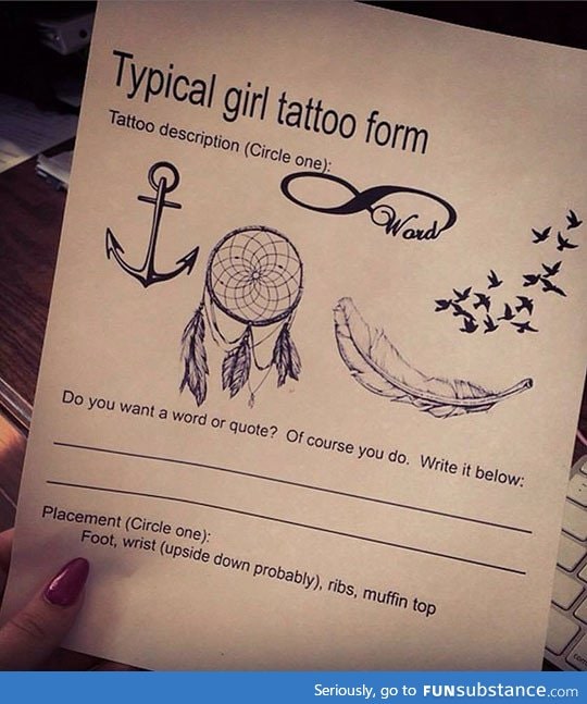 Form for a typical girl tattoo