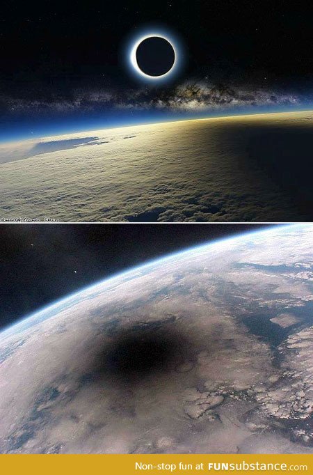 Shadow of the moon cast upon the earth during an eclipse