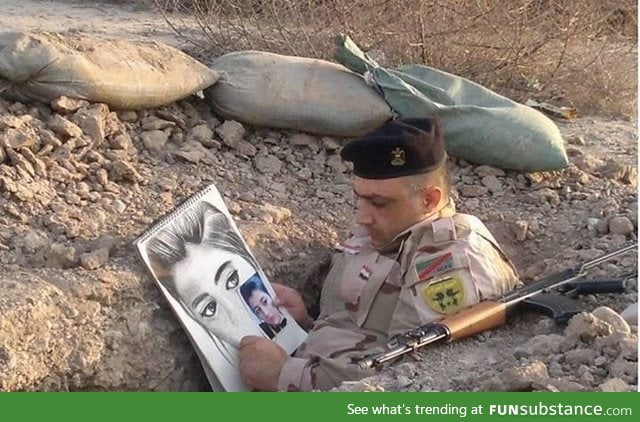 A soldier passing the time