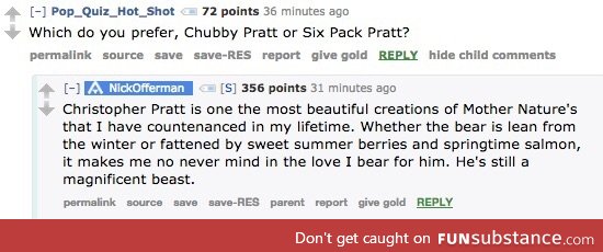 Nick Offermen's thought on Chris Pratt