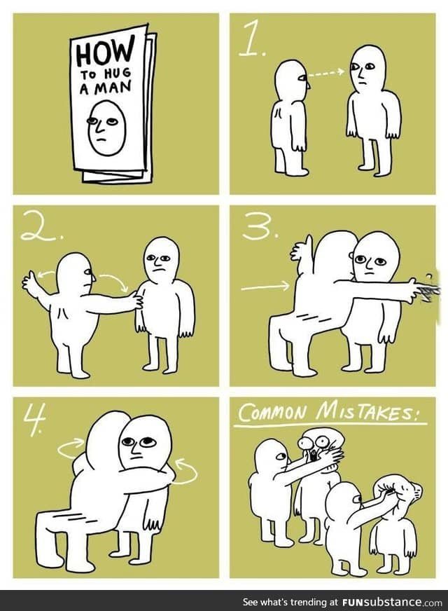 The proper way to hug a man