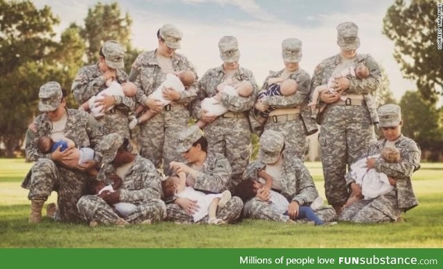 Active duty soldiers from Fort Bliss agreed to pose for this photo while breastfeeding