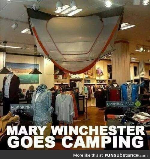 "Hey Mary, you mind getting that camp fire going?"