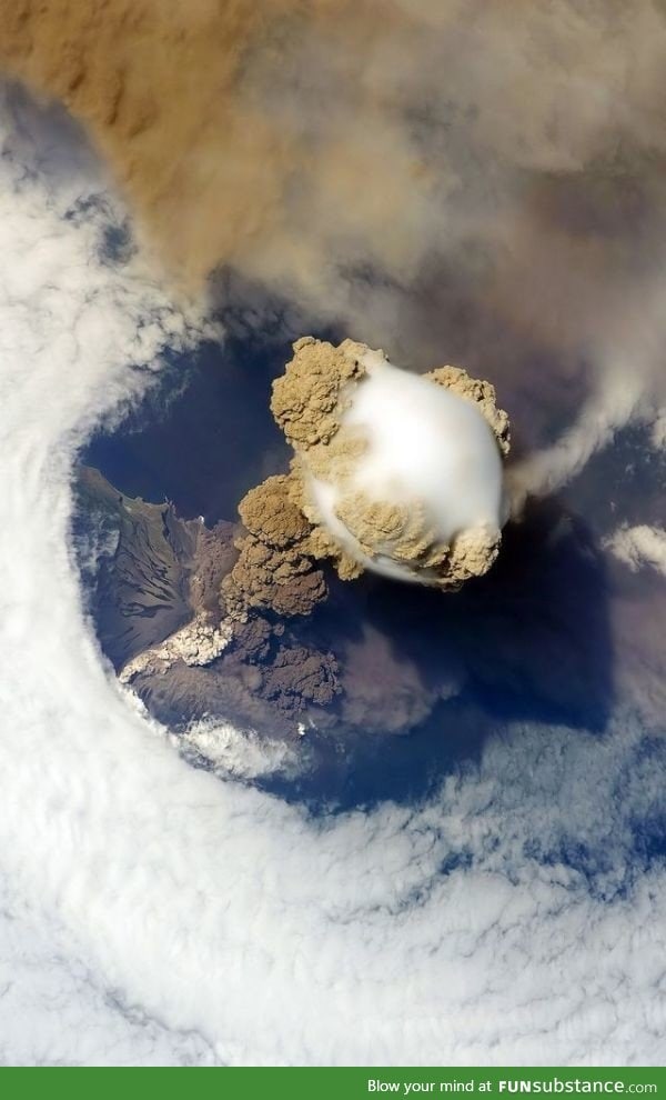 Volcanic eruption from space