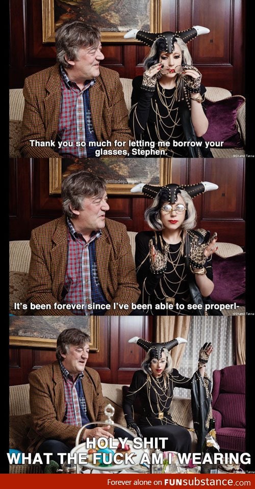 Stephen Fry and Lady Gaga meet for tea