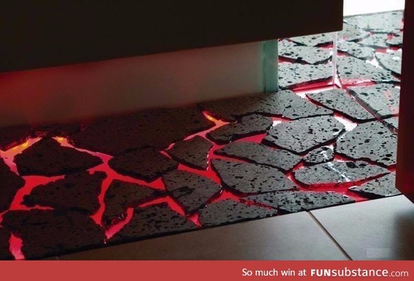 This floor designed to look like a lava flow