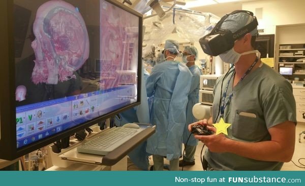 Neurosurgeon resident explores inside a patient's brain in virtual reality