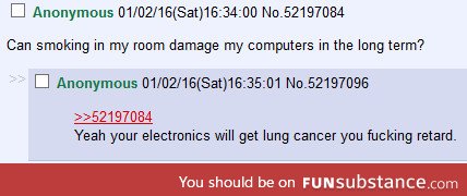 Anon smokes in his room