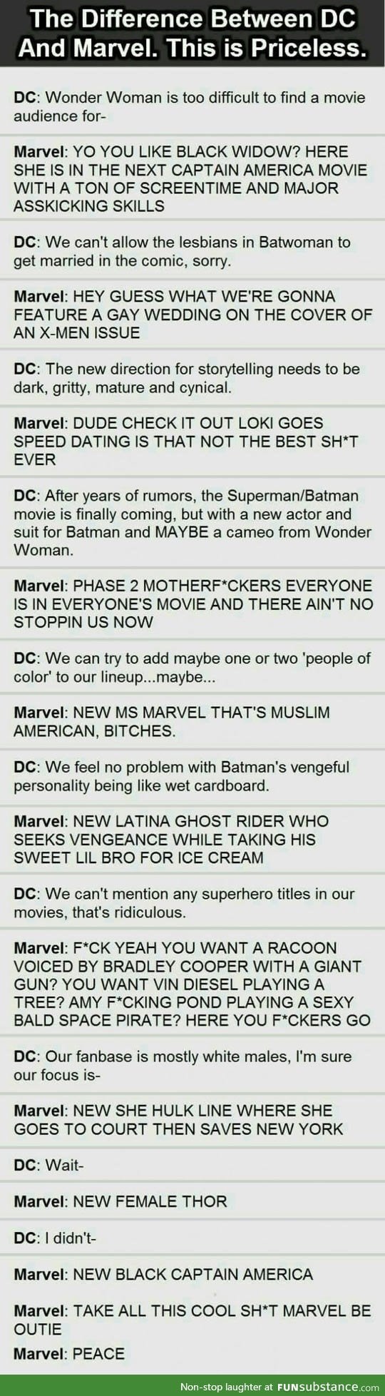 DC vs Marvel - yes, I know there are a few issues but it's still funny