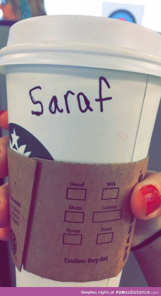 "Farah. It's like Sarah but with a F"
