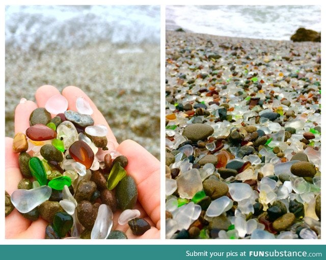 A beach made of sea glass in Fort Bragg, CA