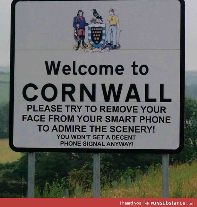 Sign as you go into Cornwall