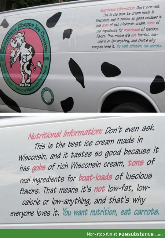 Ice cream company tells it like it is