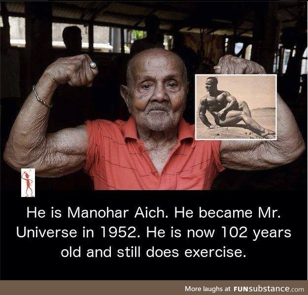 Mr. Universe in 1952...Now 102 years old and still training