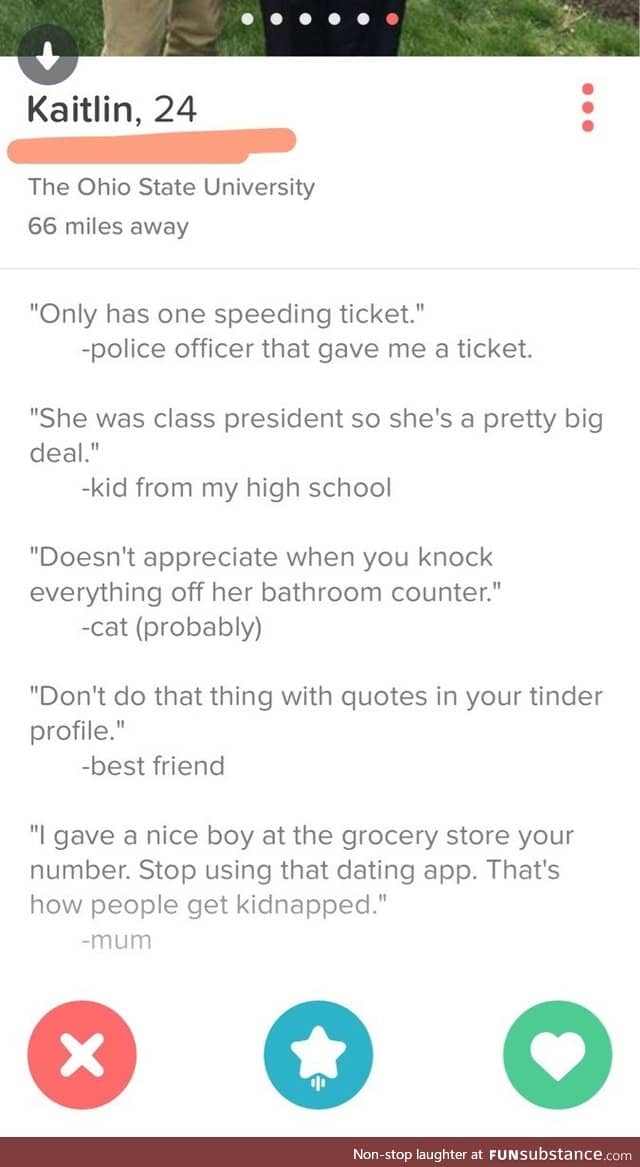 "Don't do that thing with quotes in your tinder profile"