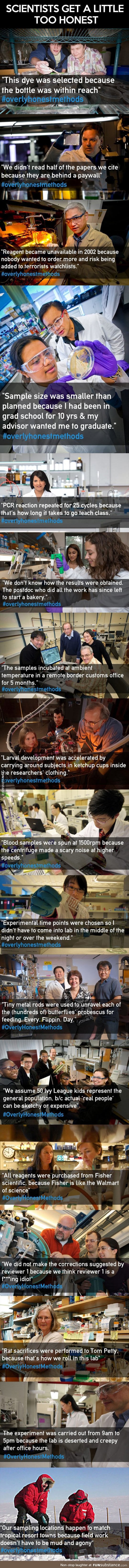 Scientists confessing the truth about their methods