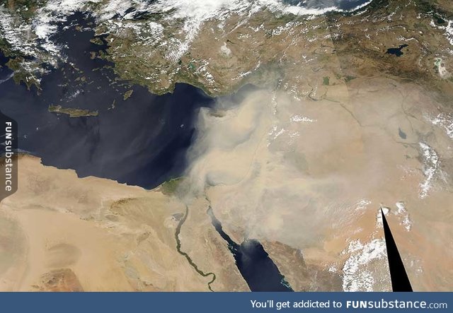 Huge Dust Storm in the Middle East Visible from Space